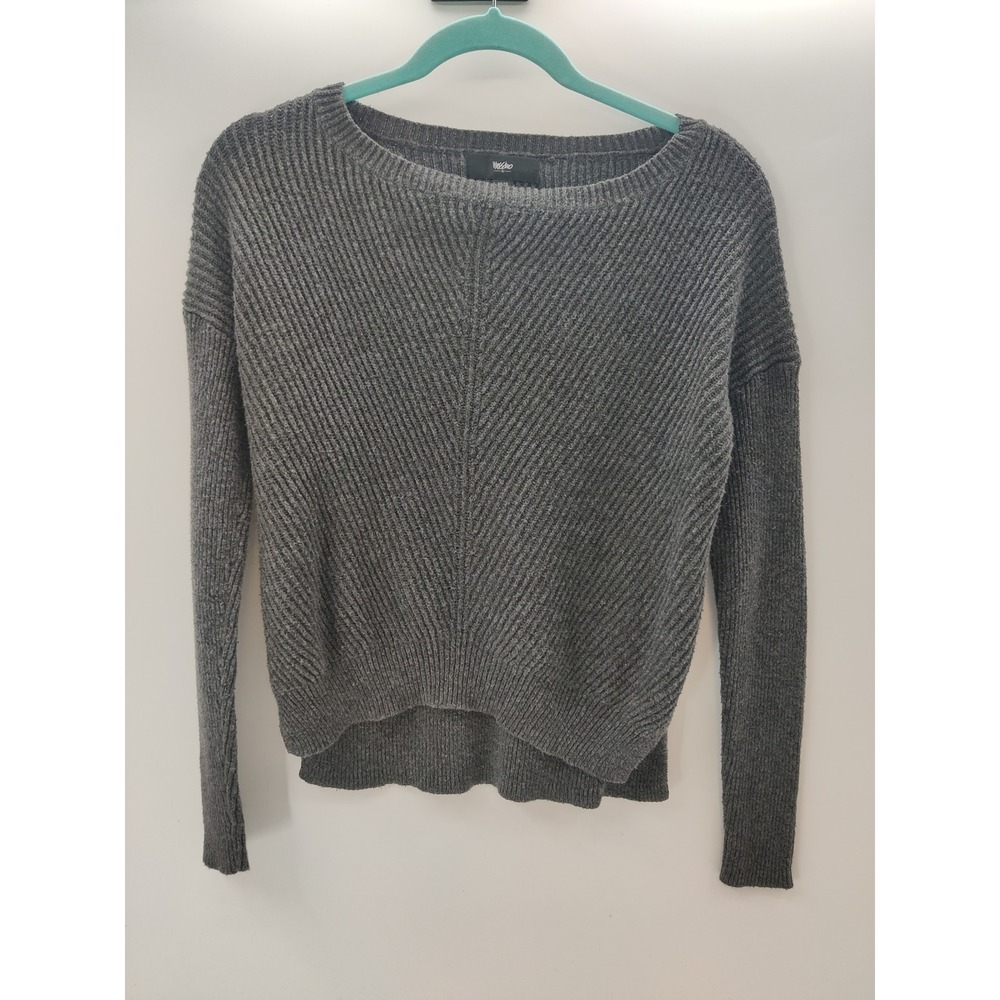 Mossimo Supply Co Womens XS Gray‎ Ribbed Knit High Low Pullover Sweater Drop Sle